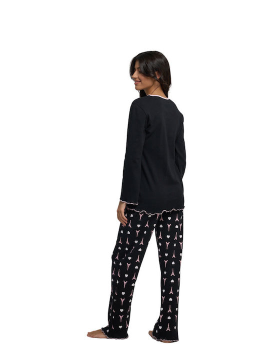 Miss Rodi Winter Women's Pyjama Set Cotton Black