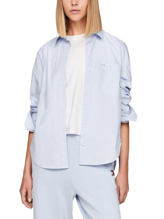 Tommy Hilfiger Women's Denim Long Sleeve Shirt Light Blue