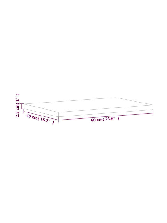 vidaXL Rechteckig Tischoberfläche aus Massivholz Beech 60x40x2.5cm 3188884 1Stück