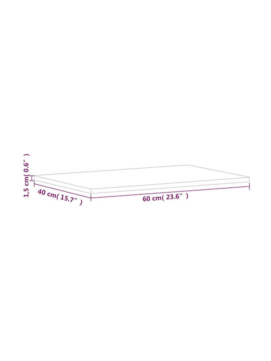 vidaXL Rechteckig Tischoberfläche aus Massivholz Beech 60x40x1.5cm 3188891 1Stück