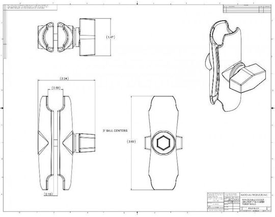 RAM Mount Arm for Motorcycle Mobile Mount Intermediate Arm 9cm