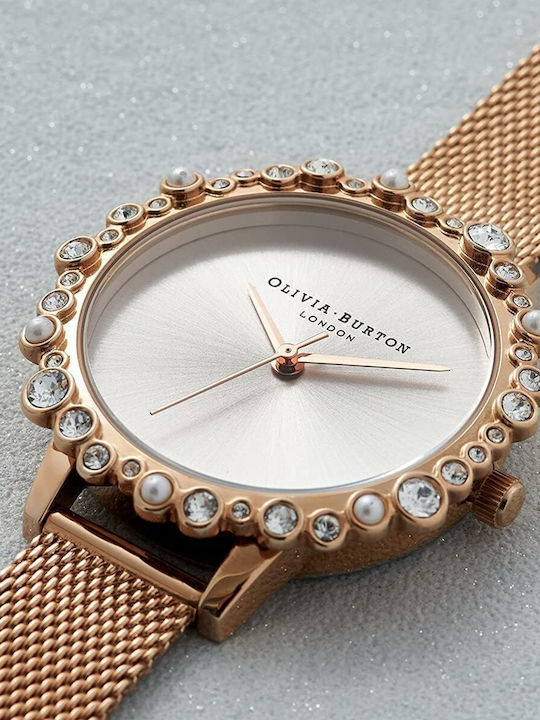 Olivia Burton Γυναικείο Ρολόι 30mm Μπαταρίας με Ροζ Χρυσό Μεταλλικό Μπρασελέ