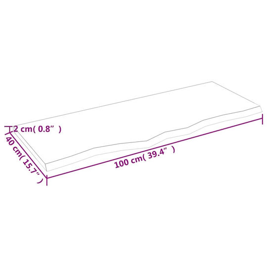 vidaXL Countertop without Sink L100xW40xH2cm Raw solid wood