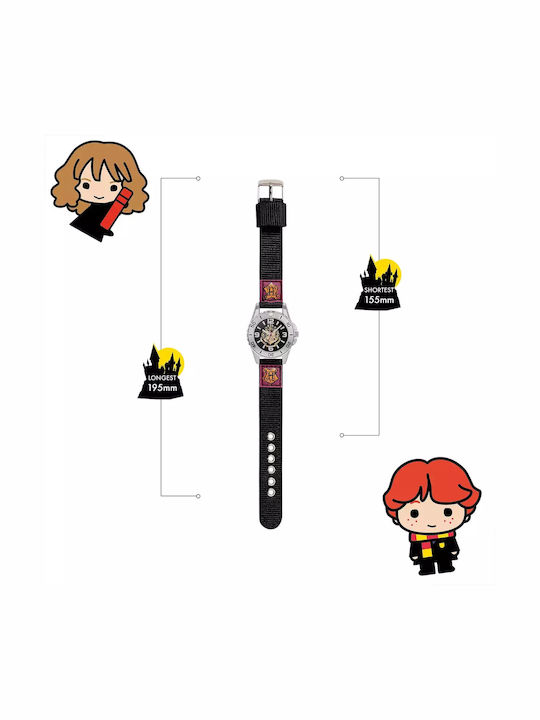 Disney Kids Analog Watch Harry Potter with Rubber/Plastic Strap Black
