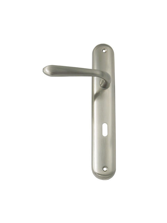 Lever Middle Door with Plate Left 9008 Nickel Matt