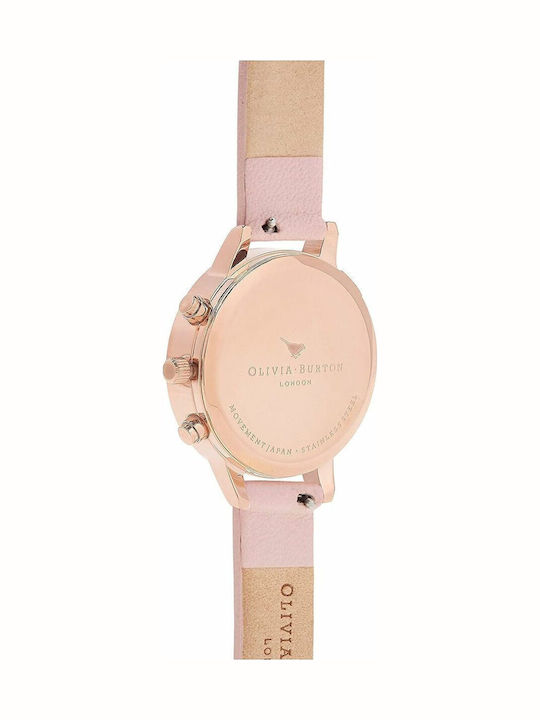 Olivia Burton Γυναικείο Ρολόι 34mm Μπαταρίας με Ροζ Δερμάτινο Λουράκι