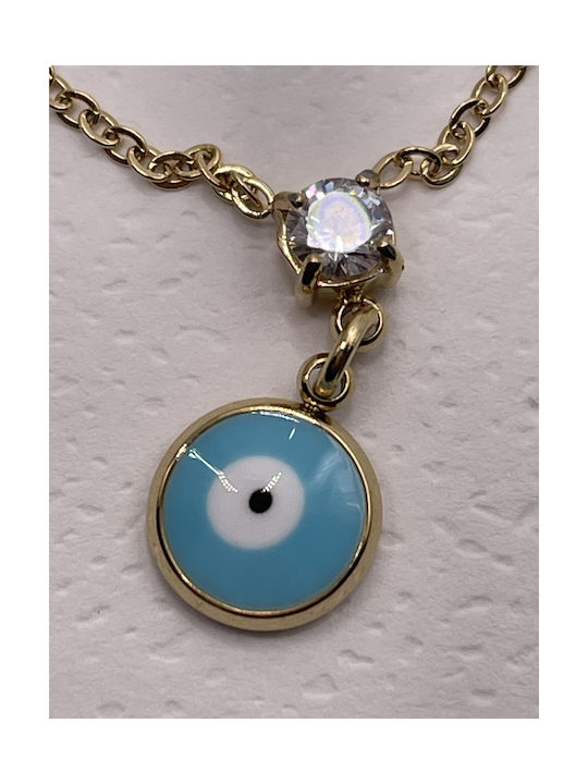 Halskette Amulett Auge aus Vergoldet Stahl mit Zirkonia