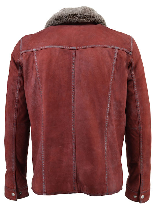 Δερμάτινα 100 Men's Winter Leather Jacket RED 08-M-DAKAR-E