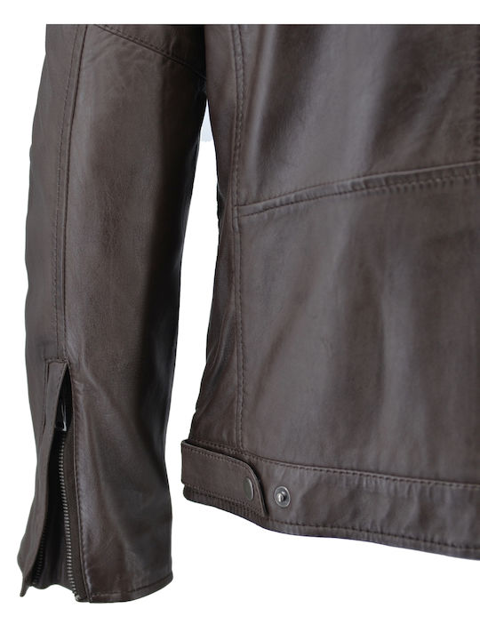 Δερμάτινα 100 Men's Winter Leather Jacket Coffee.