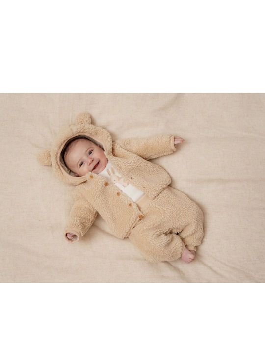 Kids' Casual Jacket with Hood Beige Teddy Baby Bunny Sand