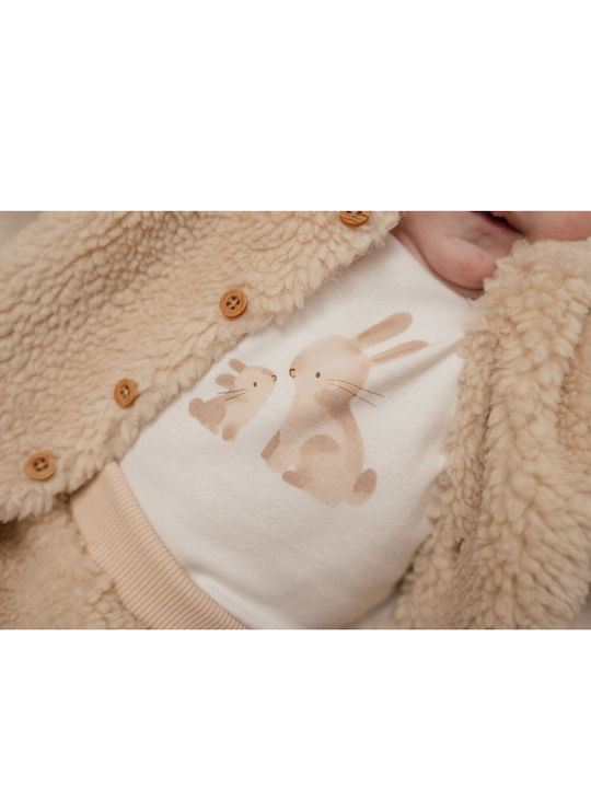 Kids' Casual Jacket with Hood Beige Teddy Baby Bunny Sand