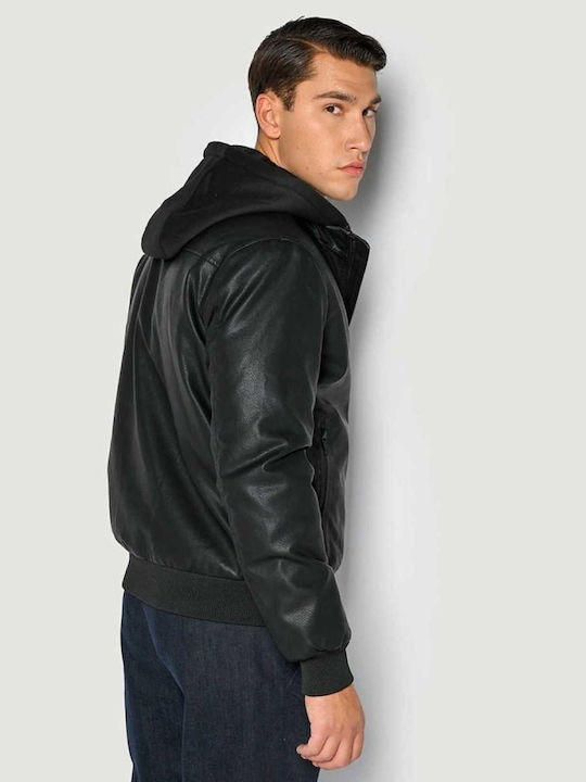 Brokers Jeans Herren Winter Jacke Lässig Schwarz