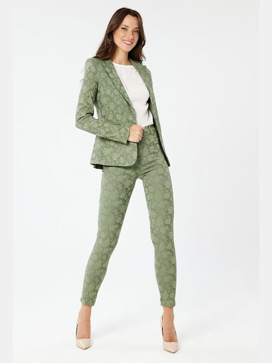 Forel Femei Tesatura Pantaloni cu Croială Slim Olive