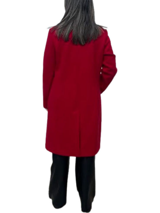 Wool Women's Rosso Coat with Buttons