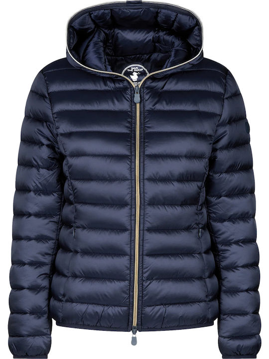 'alexis' Women's Short Puffer Jacket for Winter Blue black (90010)