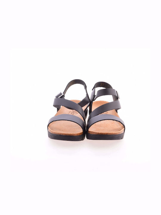 Yokono 002 Leather Women's Flat Sandals Anatomic in Black Color