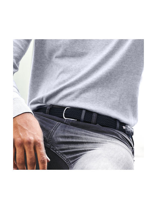 La Boucle Men's Knitted Leather Elastic Belt Gray