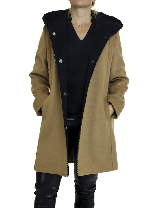 Emporio Co Women's Midi Coat Camel