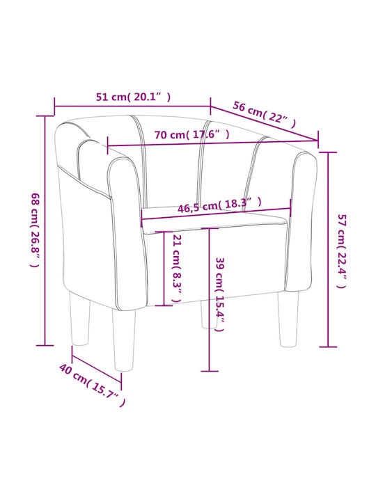 Armchair Purple 70x56x68cm