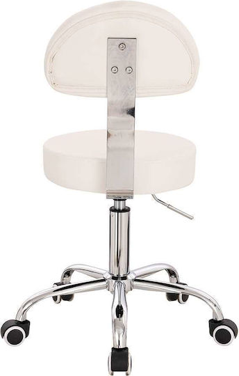 Salon Stools Wheeled Stool with Backrest White ΛΕΥΚΌ-5420182