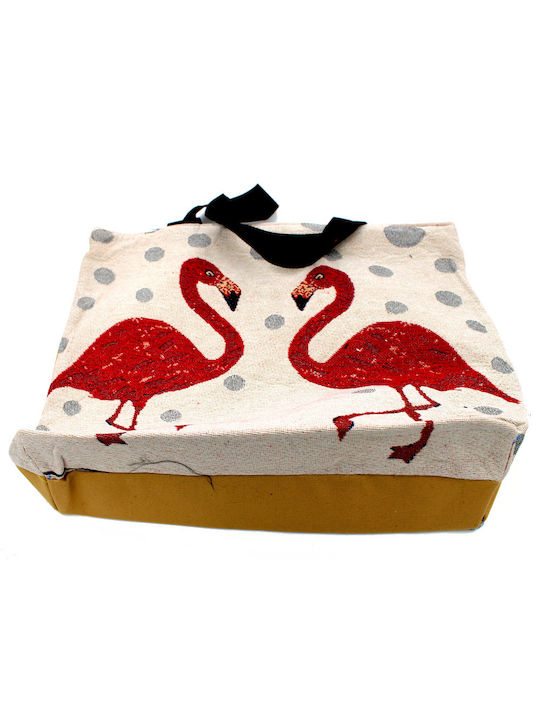 Beach Bag with Flamingo Beige