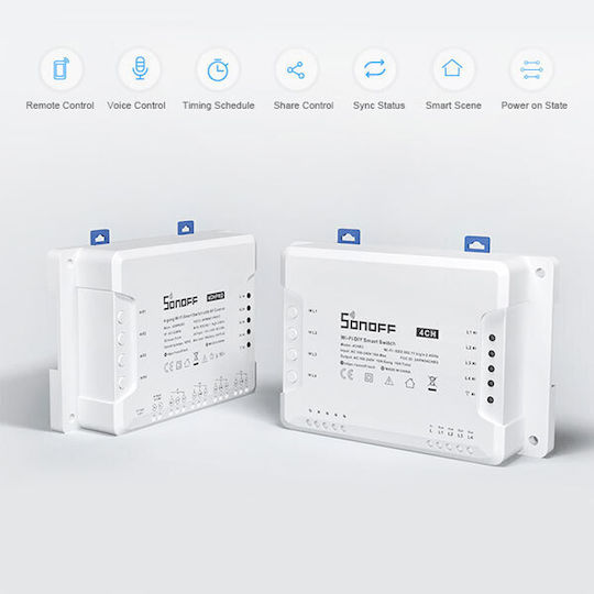 Sonoff 4ch Pro R3 Smart Switch 4 Καναλιών Wi-Fi & RF 40A με Τηλεχειριστήριο
