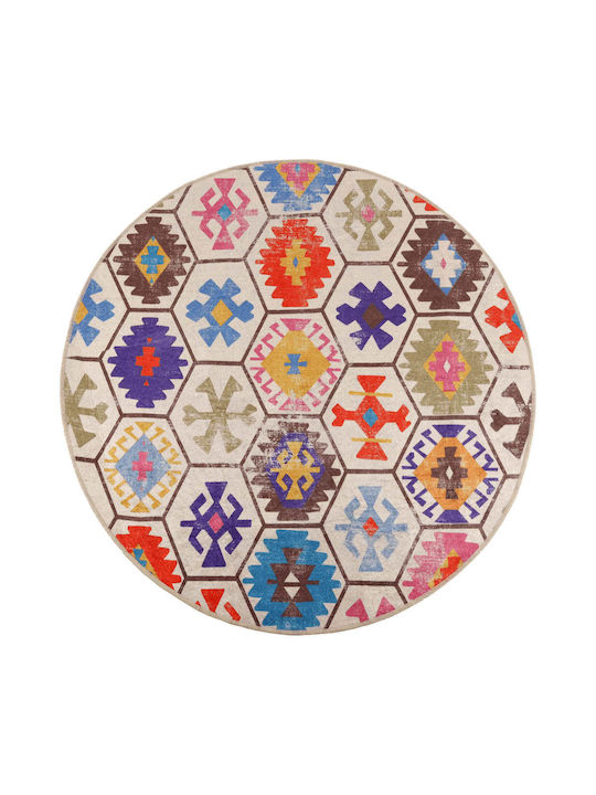 vidaXL Rug Round Colorful