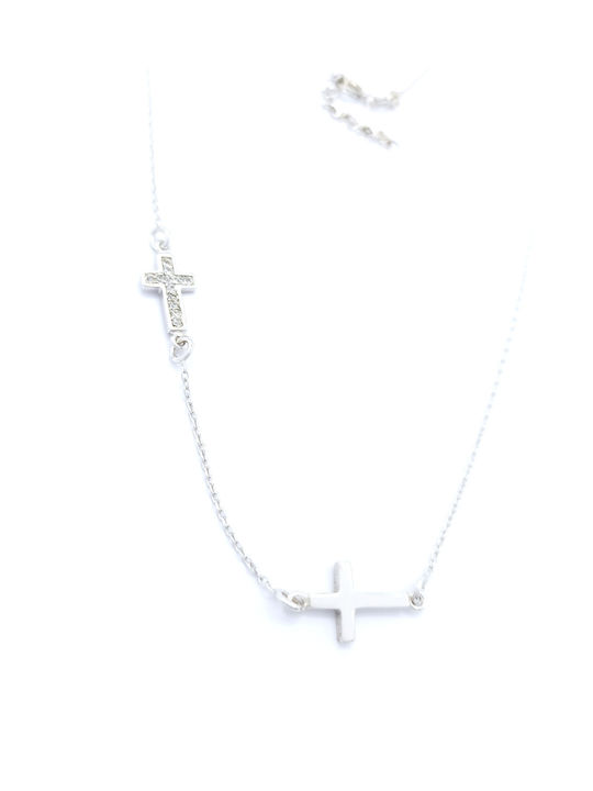 PS Silver Necklace Double from Silver with Zircon