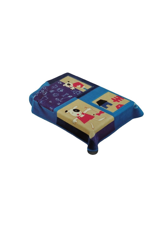 Manterol Casa Blanket Spanish Cot Velvet Blue Blue 130x100cm