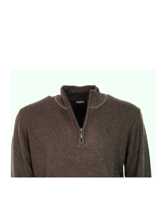 Pre End 21-100409 Men's Long Sleeve Sweater with Zipper Brown 21-100409-6575