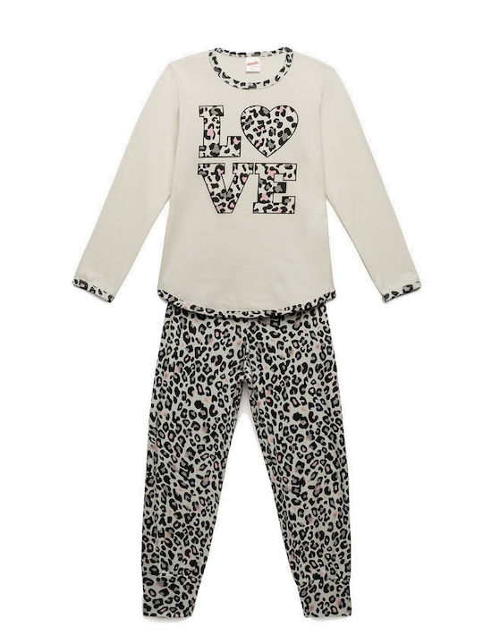 Minerva Kids Pyjamas Winter Cotton Ecru Loved