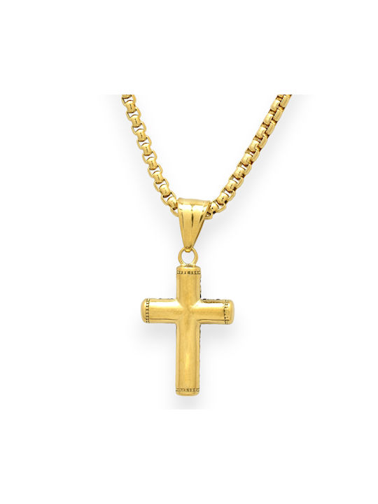 Goldjewels Women's Cross Double Sided from Gold Plated Steel with Chain