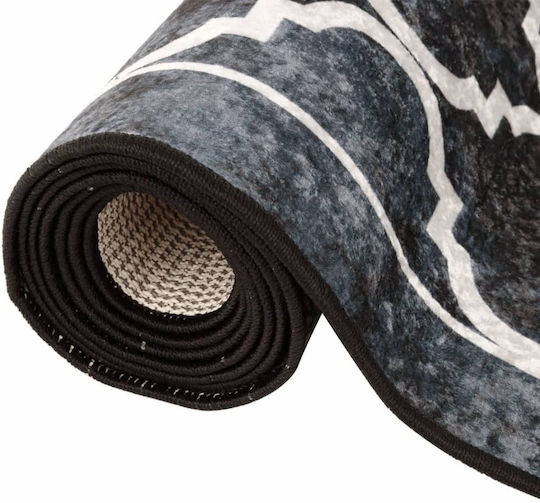vidaXL Anti-slip Rug Rectangular Black and White