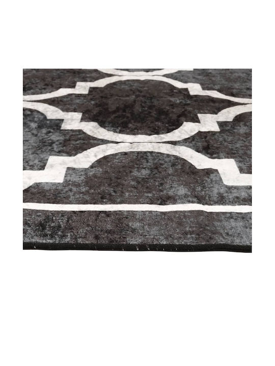 vidaXL Rutschfest Teppich Rechteckig Synthetisch,Polyester/Cotton/Leather Black and White