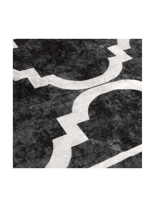 vidaXL Rutschfest Teppich Rechteckig Synthetisch,Polyester/Cotton/Leather Black and White