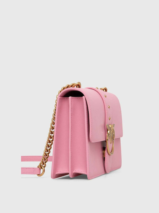 Pinko Classic Love Leather Women's Bag Shoulder Pink