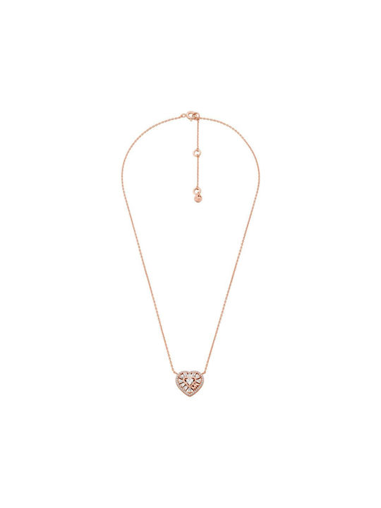 Michael Kors Necklace with design Heart from Gold Plated Silver with Pearls & Zircon