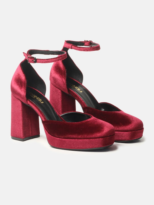 InShoes Pantofi cu toc cu Curea Burgundy