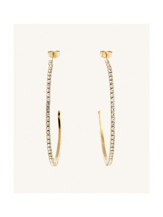 StanStefan Single Earring Hoop made of Steel Gold Plated with Stones