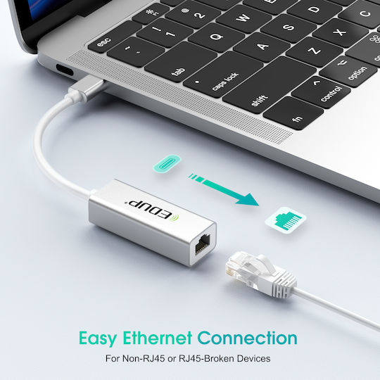 EDUP EP-9802 USB-C Network Adapter with Wired Gigabit Ethernet Connection