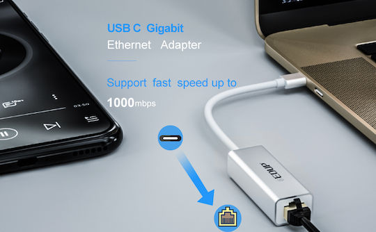EDUP EP-9802 USB-C Network Adapter with Wired Gigabit Ethernet Connection
