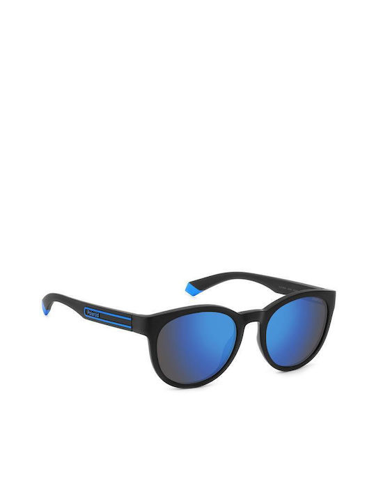 Polaroid Men's Sunglasses with Black Plastic Frame and Blue Polarized Mirror Lens PLD2150/S OY4/5X