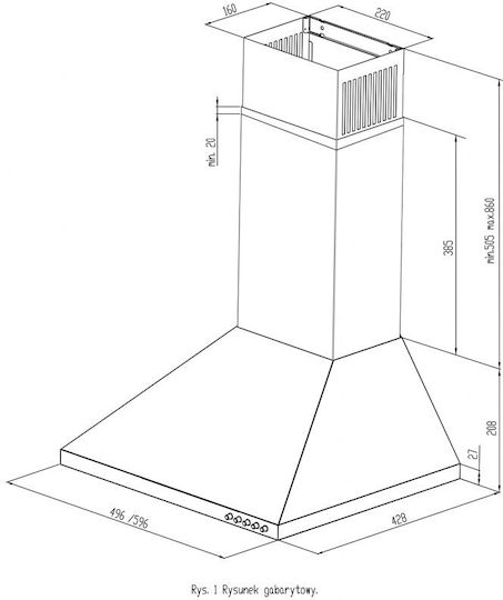 Maan Vela 2 50 Chimney Vent Hood 50cm White