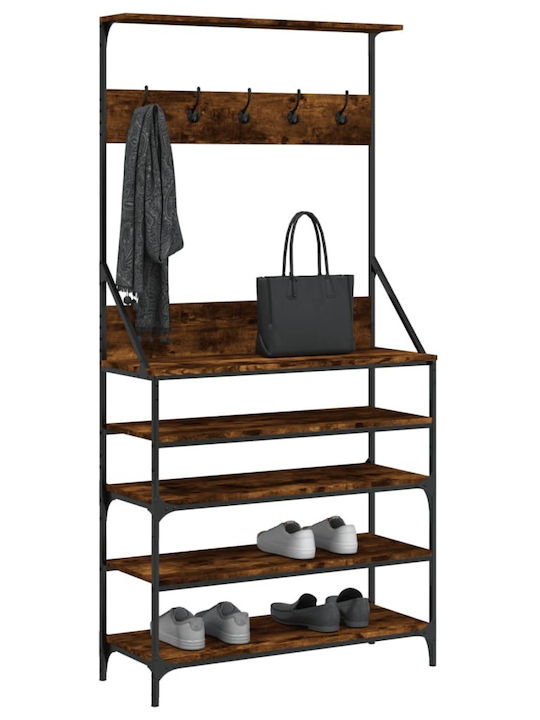 vidaXL Floor Garment Rack made of Metal Brown 90x34x184cm