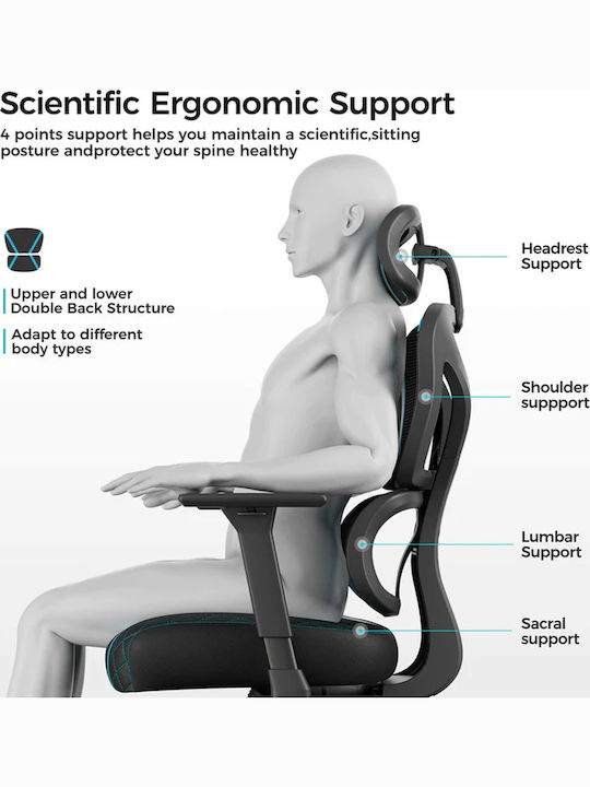Eureka Ergonomic 22.01.0108 Gaming Chair with Adjustable Arms Blue
