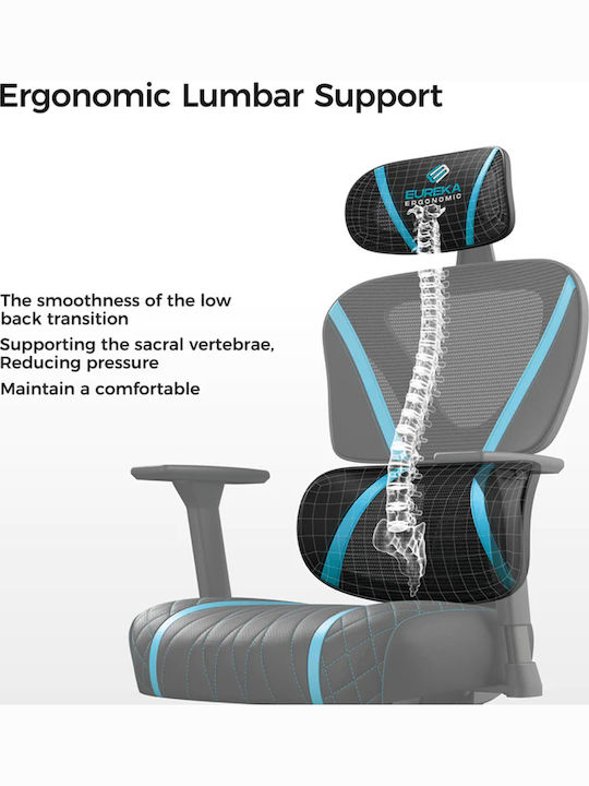 Eureka Ergonomic 22.01.0108 Gaming Chair with Adjustable Arms Blue