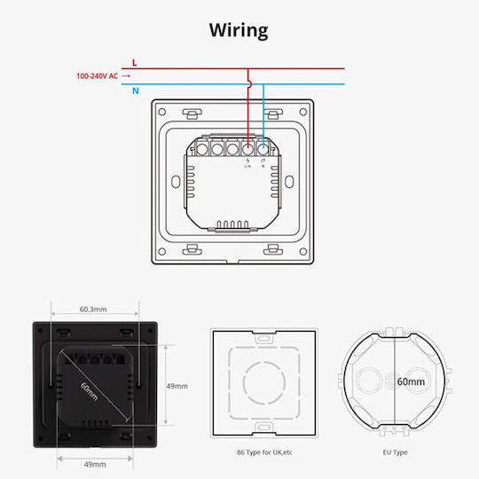 Sonoff NSPanel Pro Recessed Electrical Wall Switch with Touch Screen Wi-Fi Black