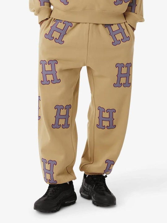 HUF H Applique Pantaloni de trening Fleece - Polar Oatmeal