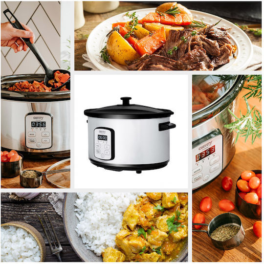 Camry Slow Cooker 270W With Capacity 4.7lt Silver