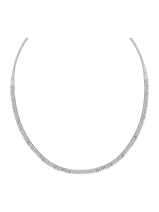 Kiriakos Gofas Set with Necklace & Bracelet from White Gold 14K with Stones